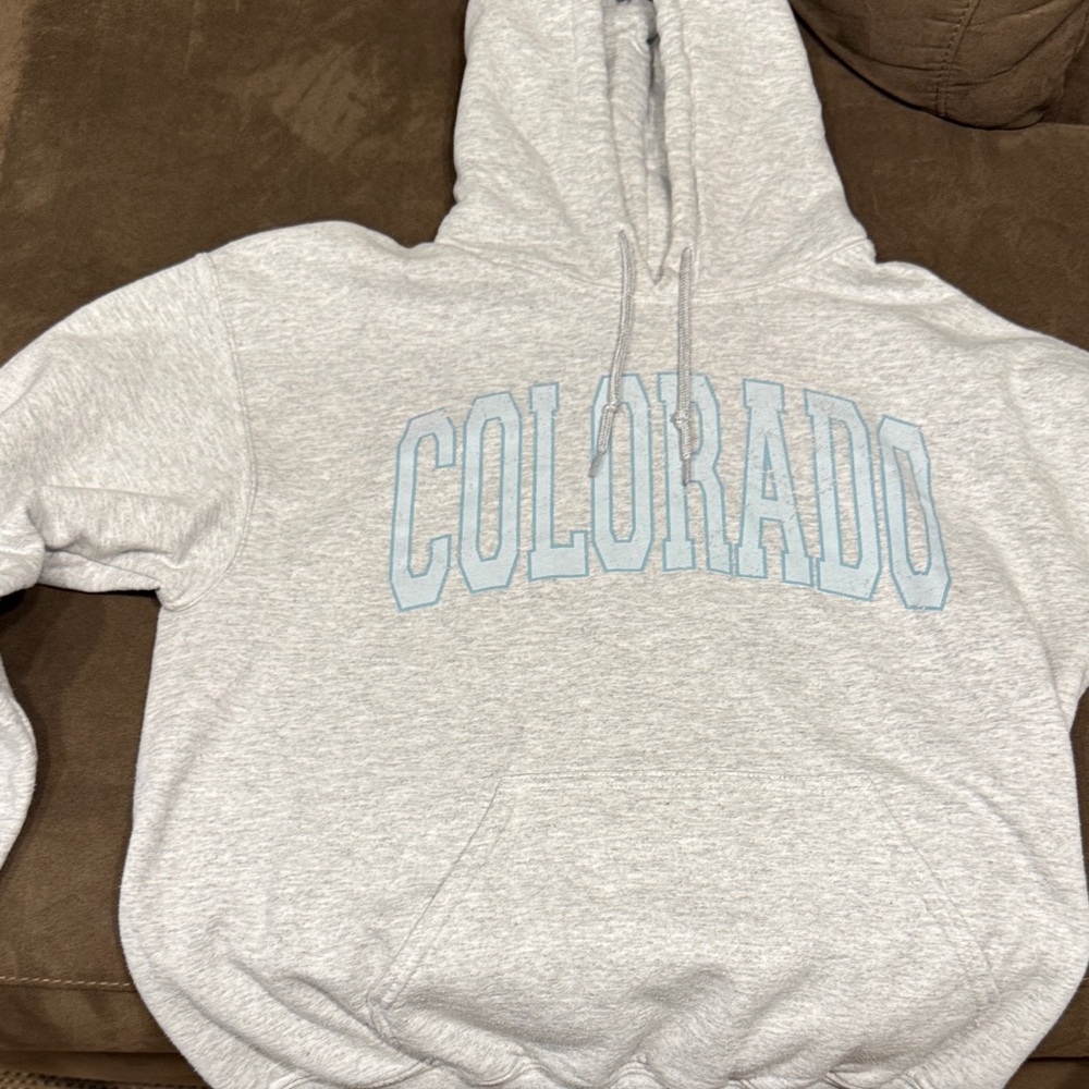 Sun-kissed Coconut Grey Hoodie with Colorado Print